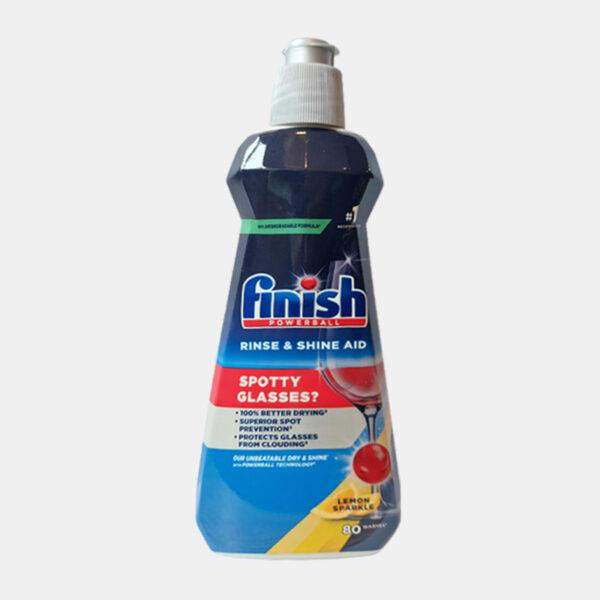 Nước làm bóng máy rửa chén hương chanh - Chai 400ml Finish Powerball Rinse & Shine Aid lemon