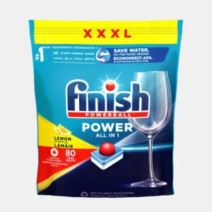 Túi 80 viên rửa bát Finish All in 1 max hương chanh, 10 tính năng, màng bọc tự tan, viên rửa bát nhập khẩu EU, làm sạch mạnh mẽ, bảo vệ máy và đồ thủy tinh
