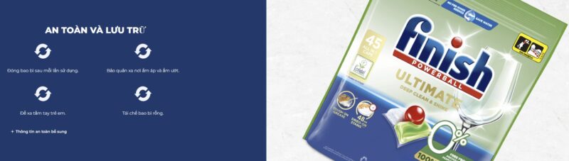 viên rửa bát hữu cơ finish ultimate eco 0% 45 viên